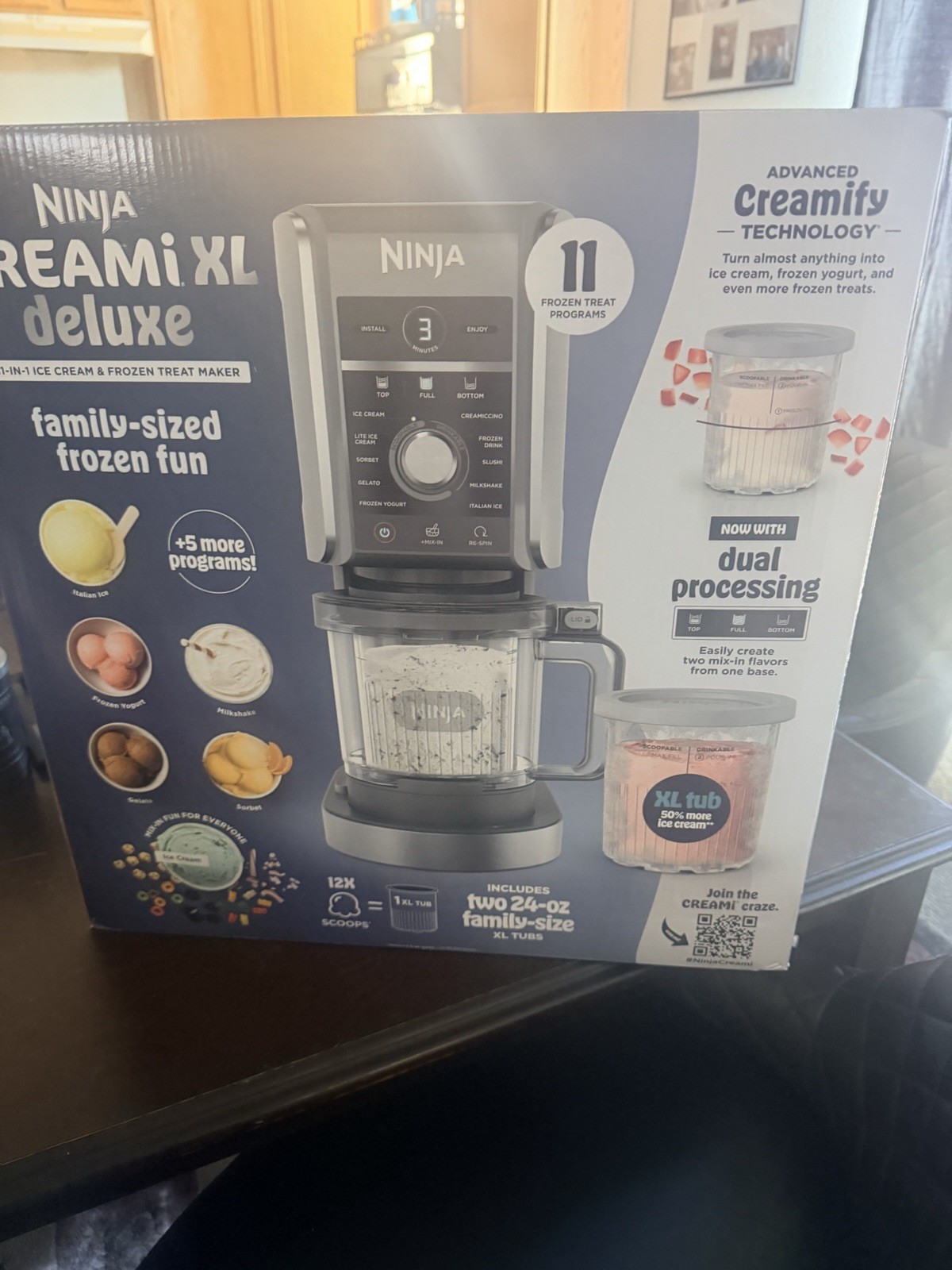 Ninja CREAMi XL Deluxe Ice Cream Maker 24oz Dual Processing Silver/Black