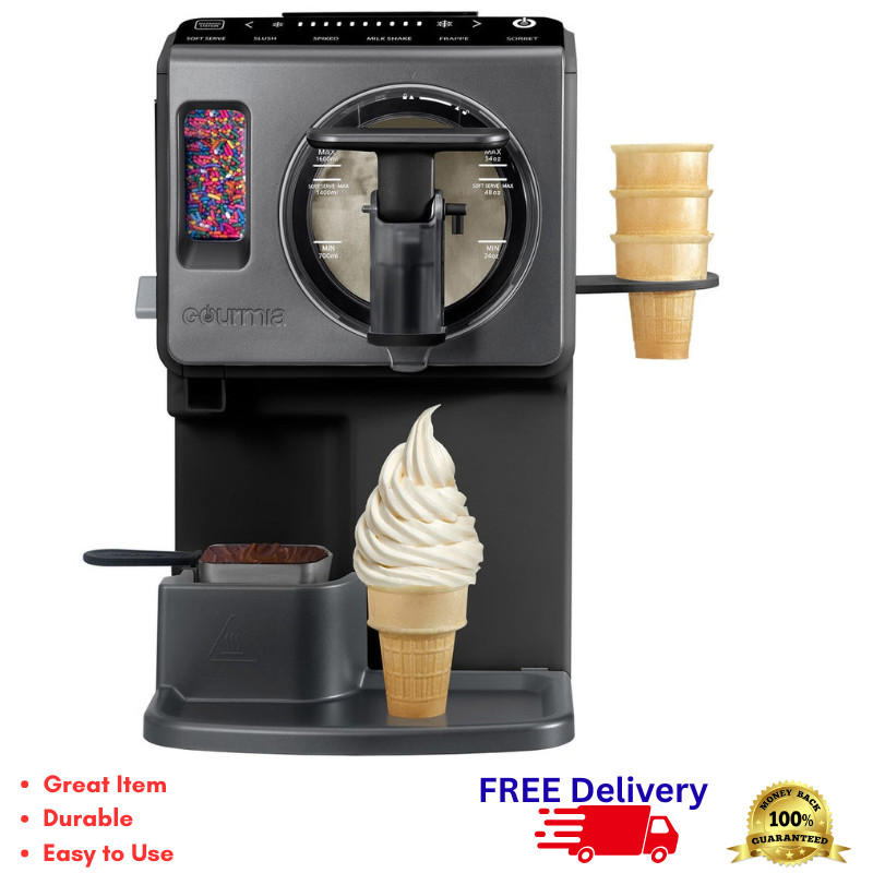 Gourmia 2 Qt Automatic Soft Serve Ice Cream Maker Frozen Drink Slushie Machine
