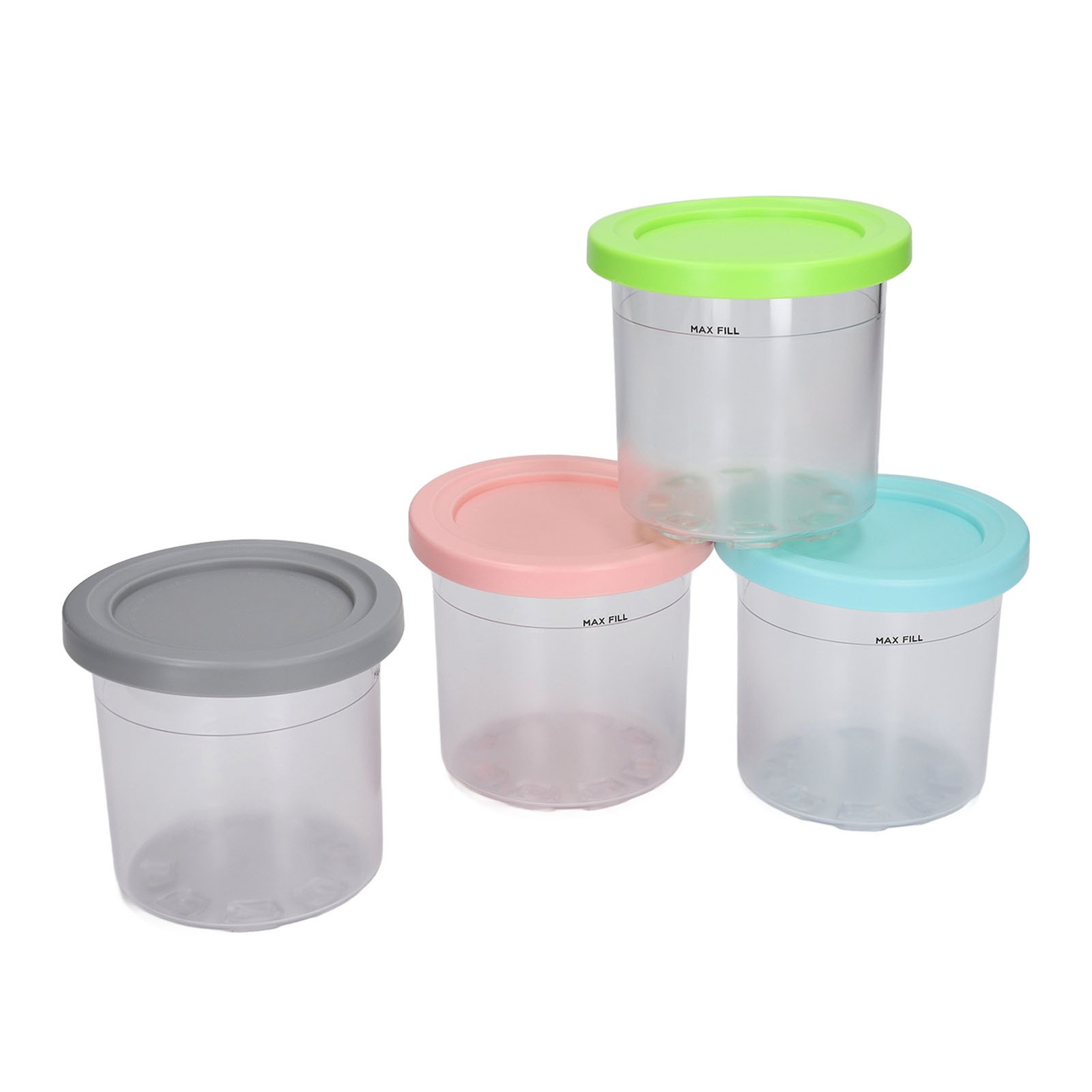 Ice Cream Pints Transparent Reusable Pints Homemade Ice Cream Container With-DSO