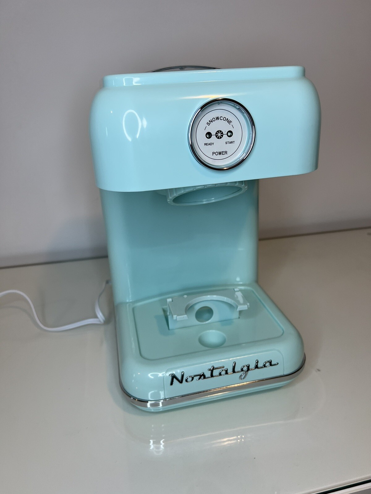 Nostalgia Snow Cone Machine Shaved Ice Classic Retro Single Aqua Teal w Box