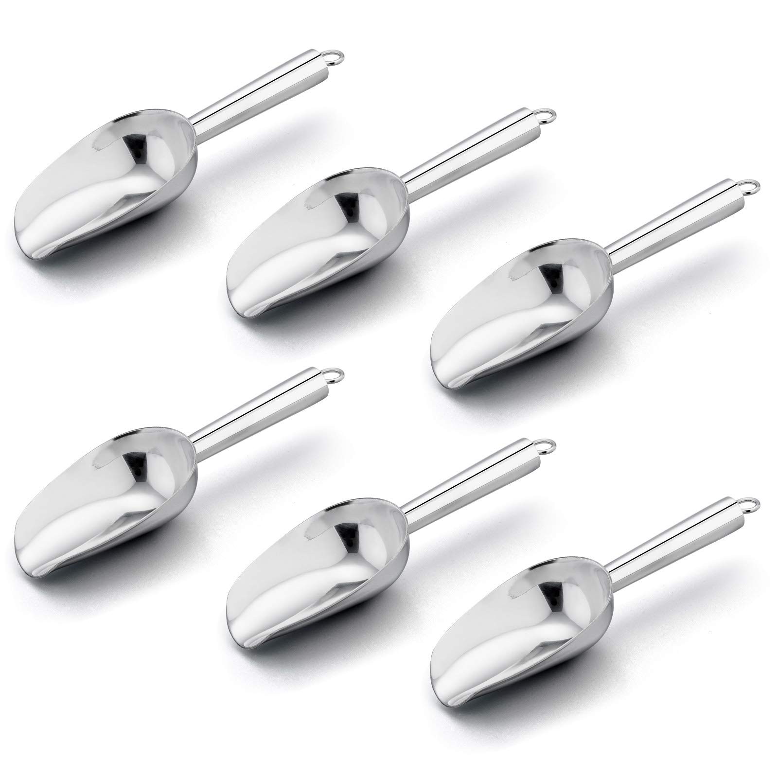 Mini Ice Scoop Set of 6, E-far 3 Ounce Stainless Steel 6Pieces, Silver