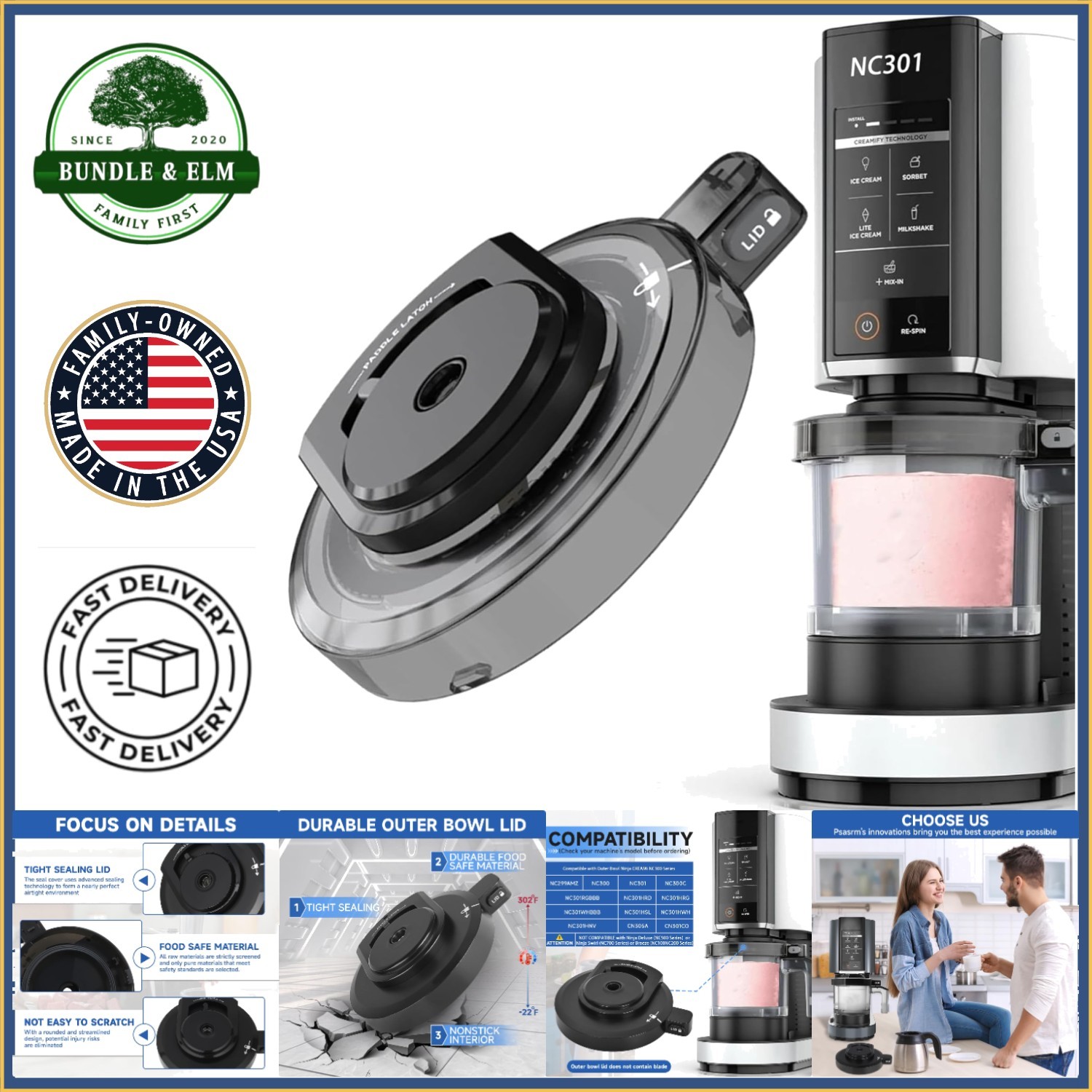 Perfect Fit Replacement Lid for NC300 Series Ice Cream Machines, Watertight Seal