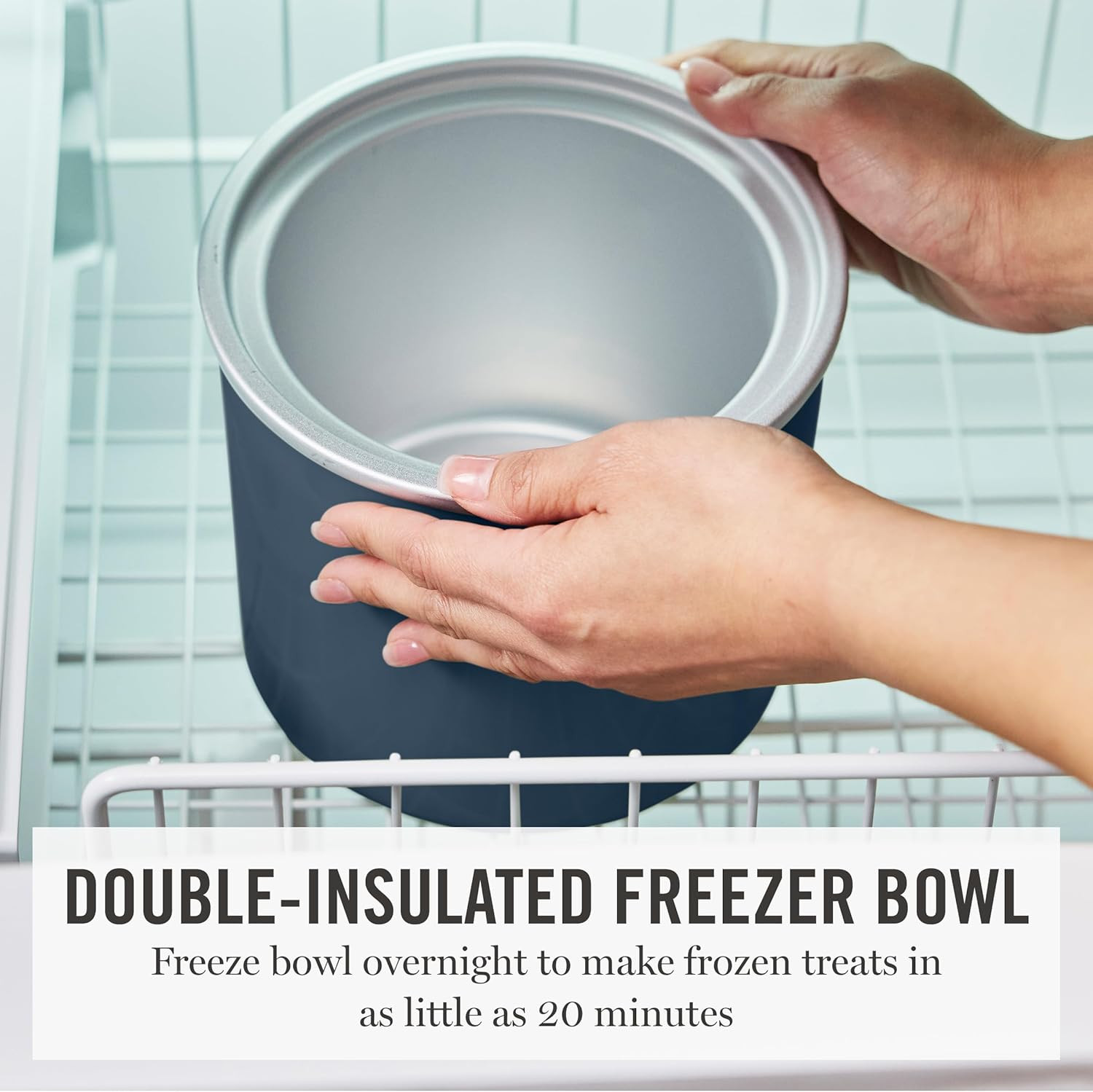 Ice Cream Maker, 2 Quart Double-Insulated Freezer Bowl, Sorbet & Frozen Yogurt,