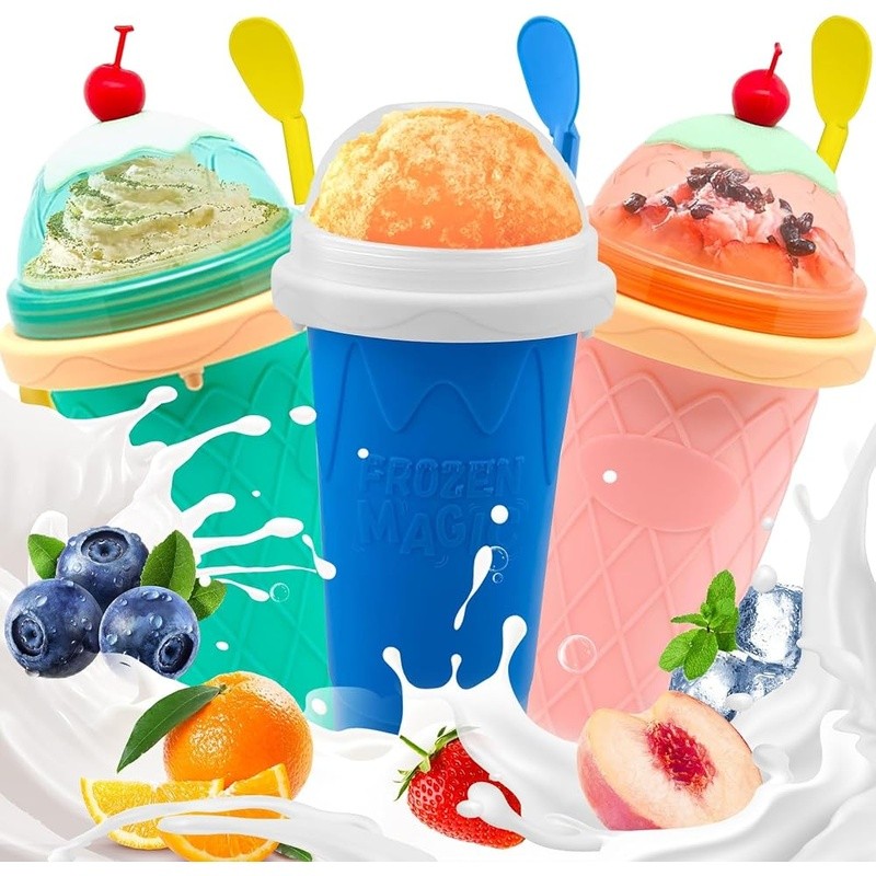 Quick Frozen Slushy Cup Food-Grade Silicone Reusable DIY Smoothie Maker Fun Kids