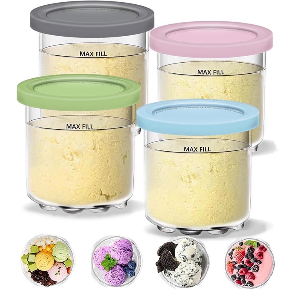 Ninja Creami Compatible Pints & Lids – 4 Pack Ice Cream Containers Set