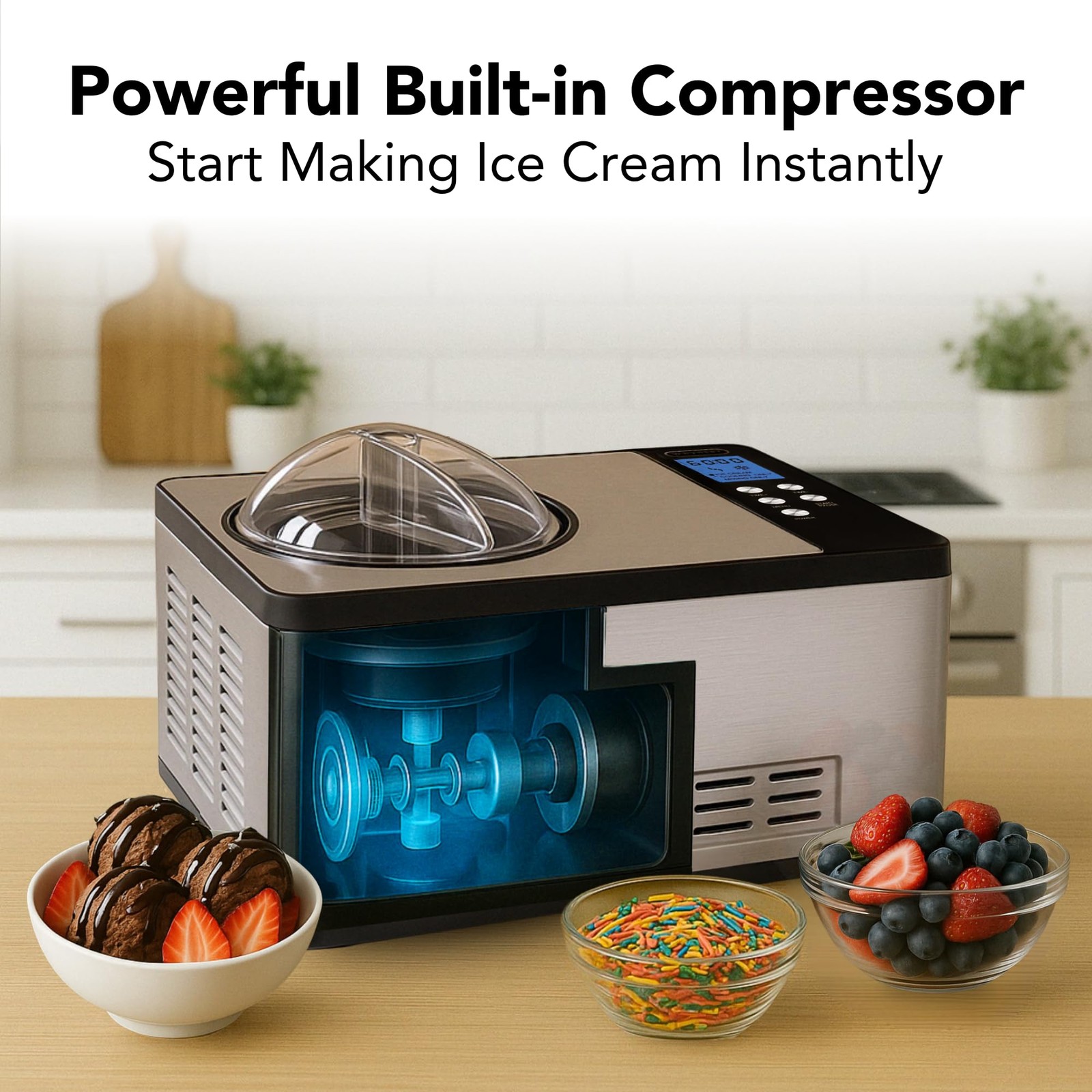 Whynter Ice Cream Maker Machine Automatic 2.1 Qt