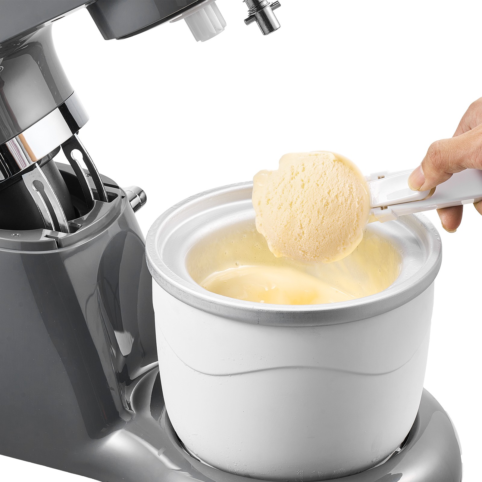 VEVOR 1.8 Qt Ice Cream Maker 6-Speed Stand Mixer with Stainless Steel Bowl Grey