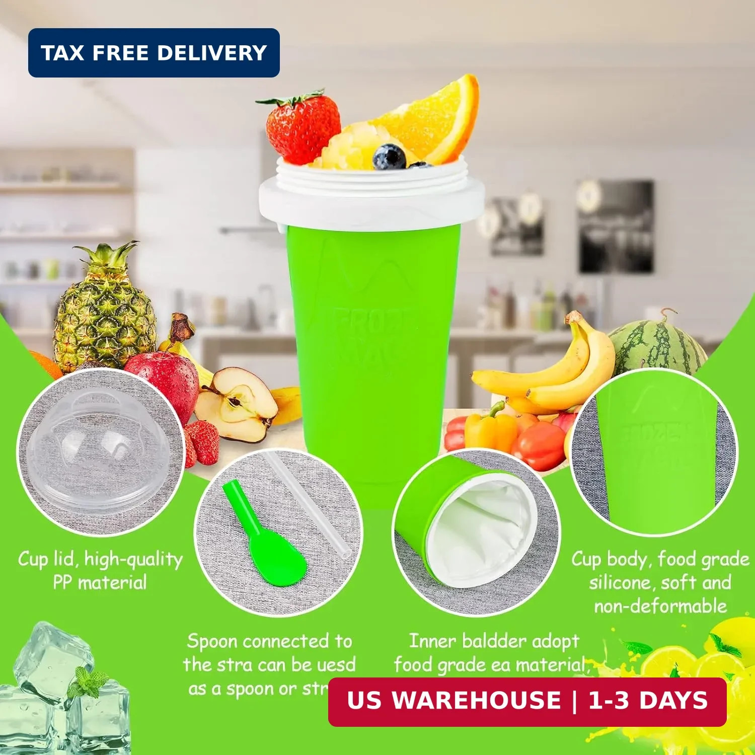 Slushy Maker Cup – Quick Frozen Magic Squeeze Cup For Chocolate MilkShake, Sorbe