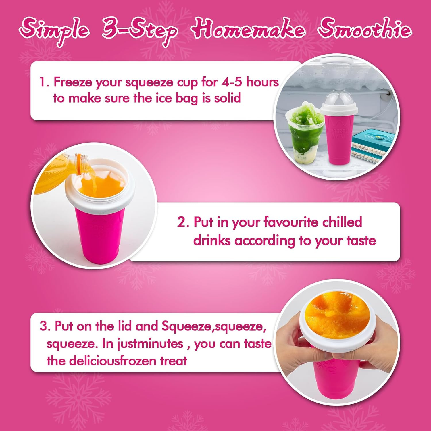 Slushie Maker Cup, DIY Magic Slushy Maker Squeeze Cups, Portable Smoothie Slushy