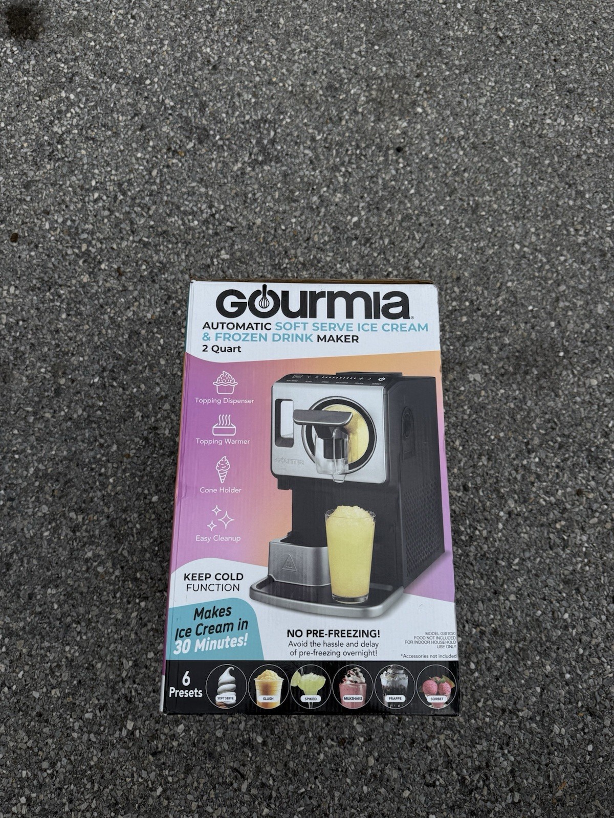 Gourmia 2Qt Soft Serve Ice Cream Maker Frozen Drink Machine w/ Topping Dispenser