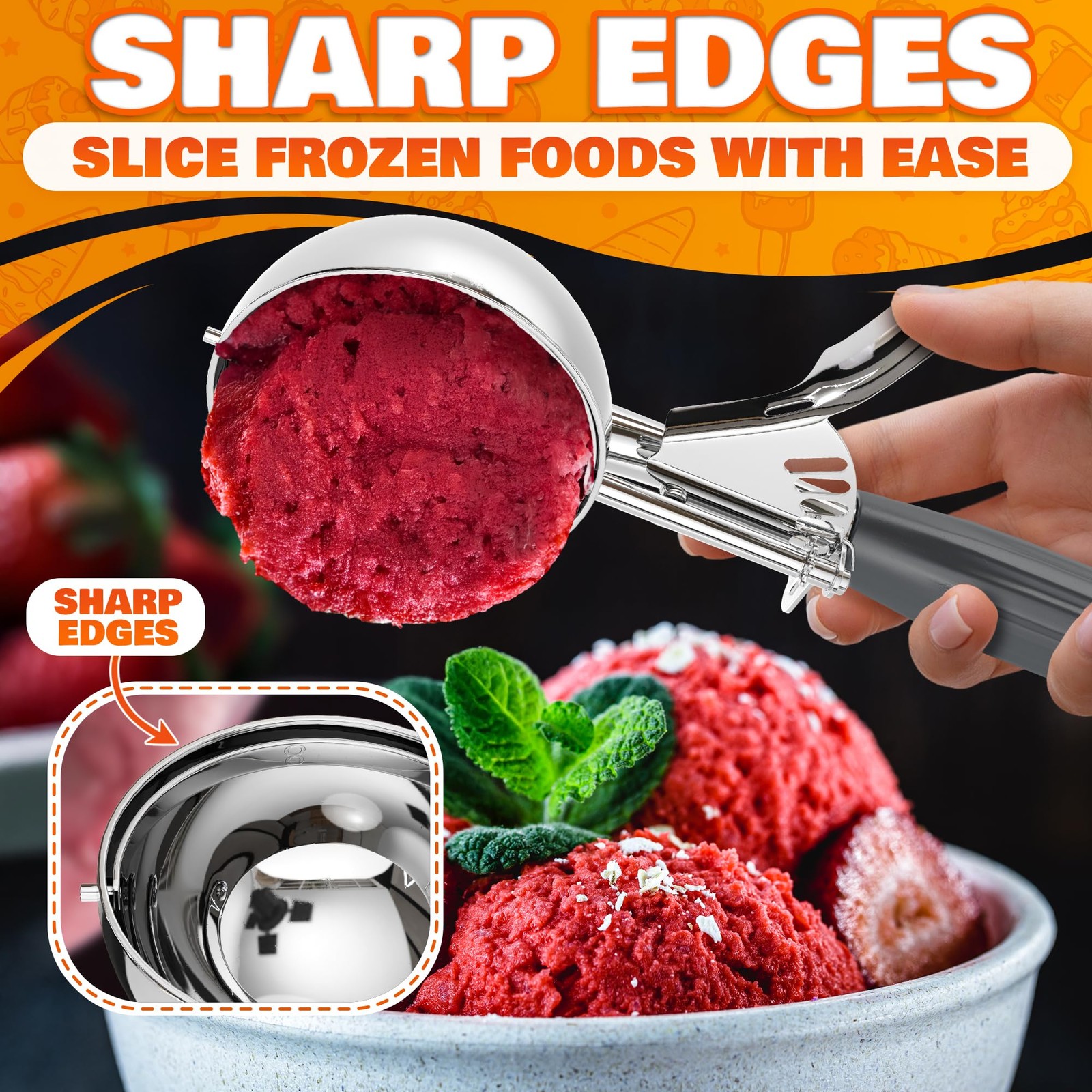 4 oz Large Ice Cream Scoop with Trigger Release #8 – Stainless 4 oz, Gray