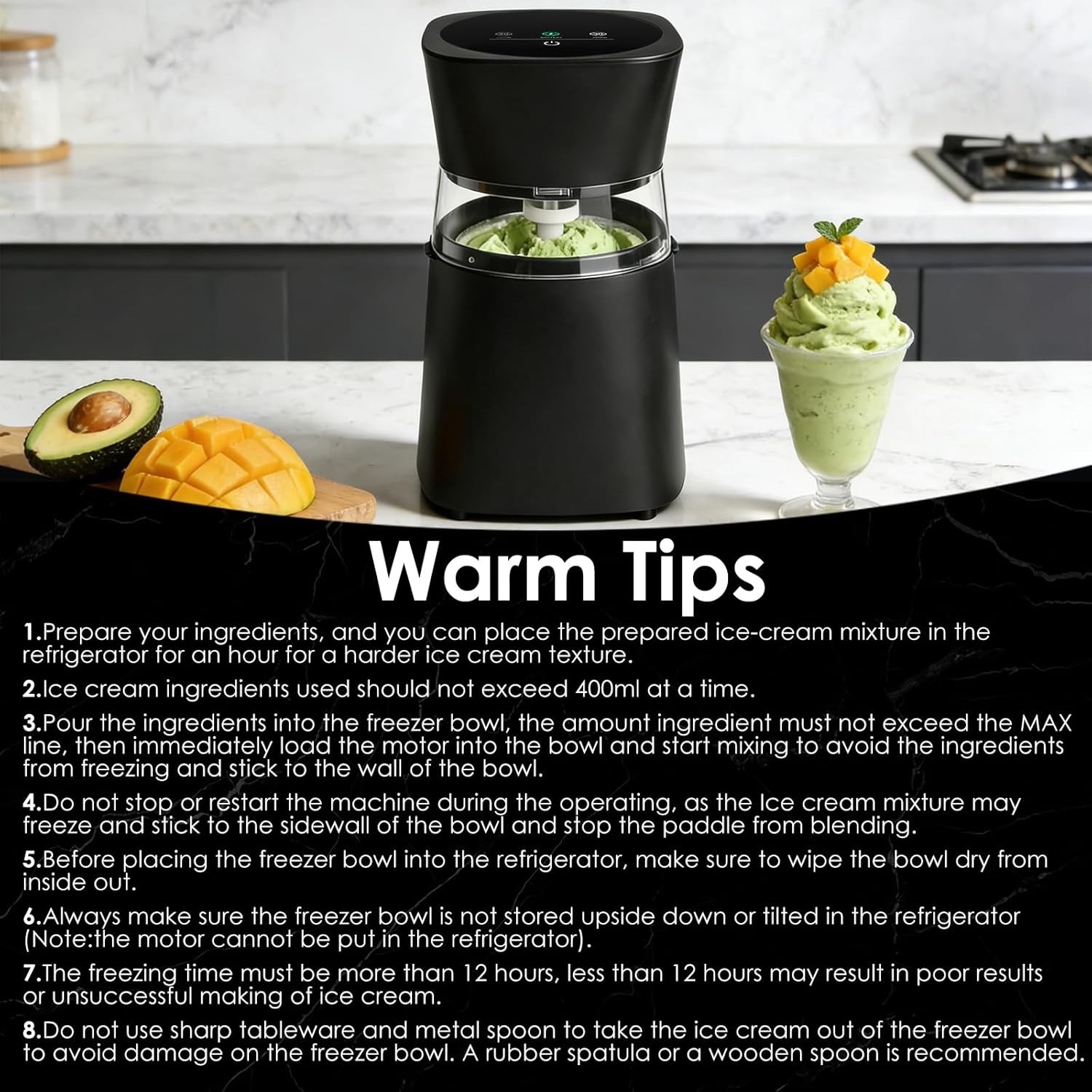 KITOART Ice Cream Maker Machine, Premium Electric Ice Cream Mini Maker Machine