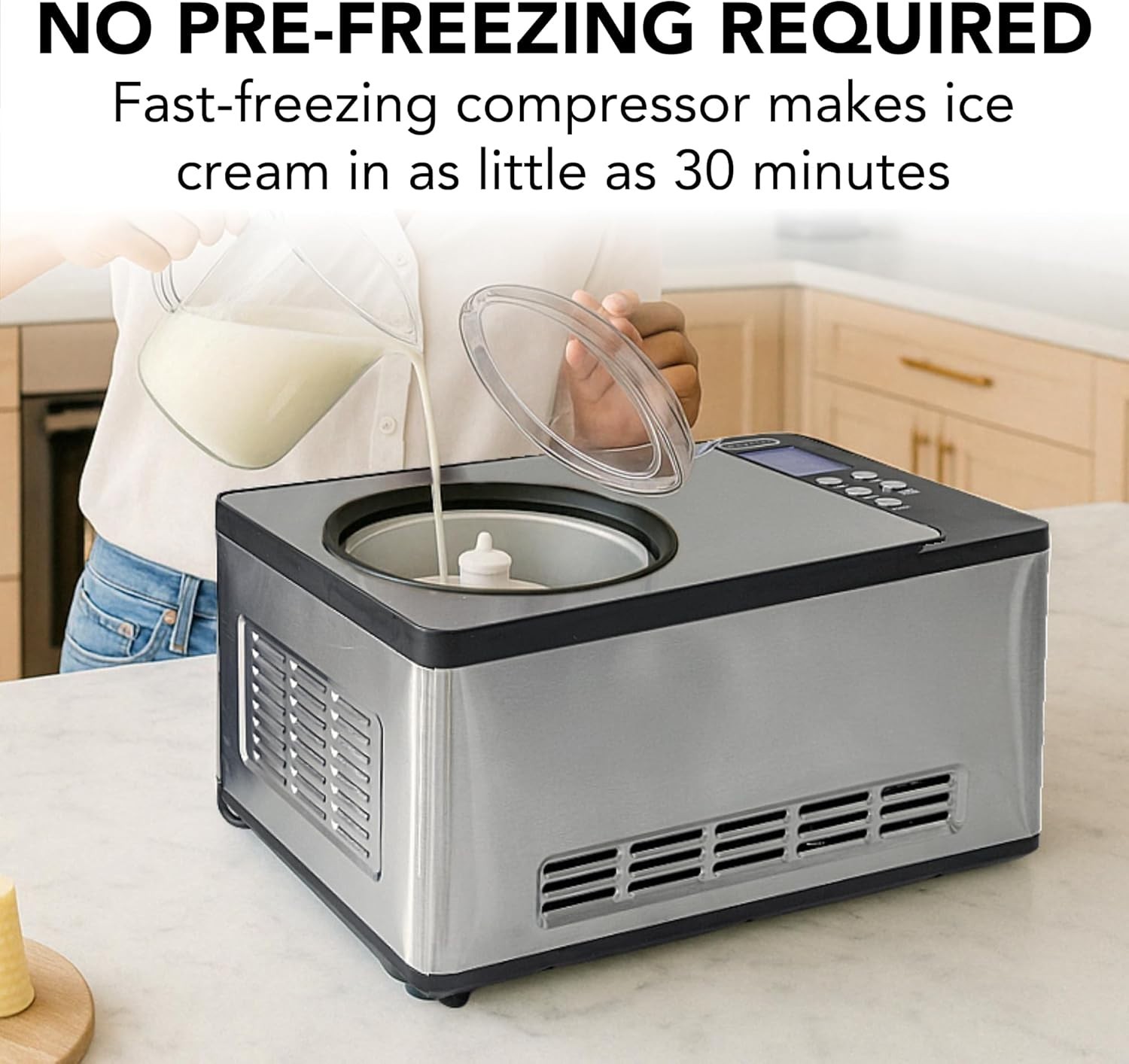 Commercial-Style Ice Cream Maker, 2.1 Qt with Built-In Compressor & Timer