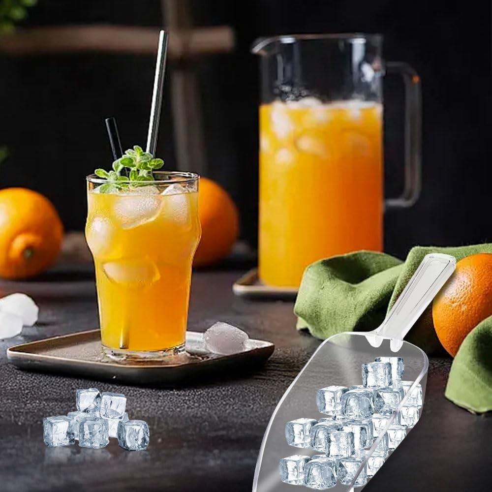 6 PCS Clear Plastic Ice Scoop(7.6 Inch) for Freezer Food 6 pack, 6 pack clear
