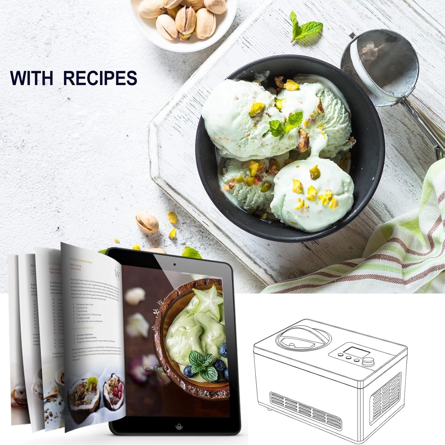Instantly Produce Ice Cream in 30-60 Minutes! 2.1QT Automatic Maker & LCD Timer
