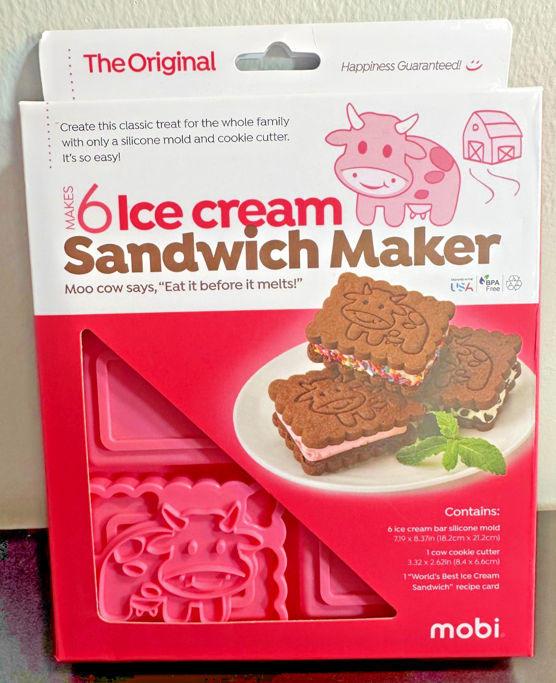 Mobi Silicone Ice Cream Sandwich Maker, Cow