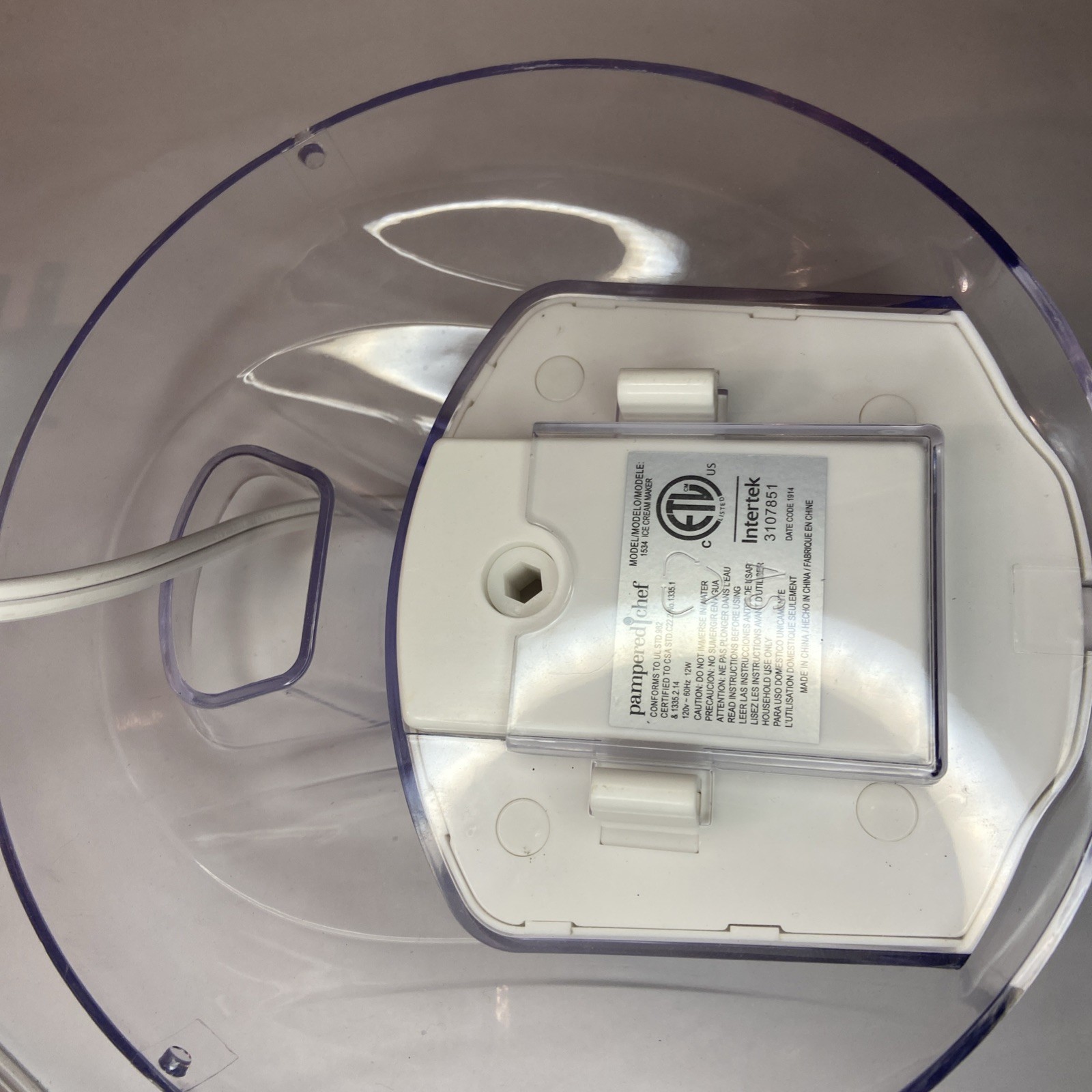 WORKING Pampered Chef Compact Electric Ice Cream Maker 1Qt 1534(MISSING MIXER)