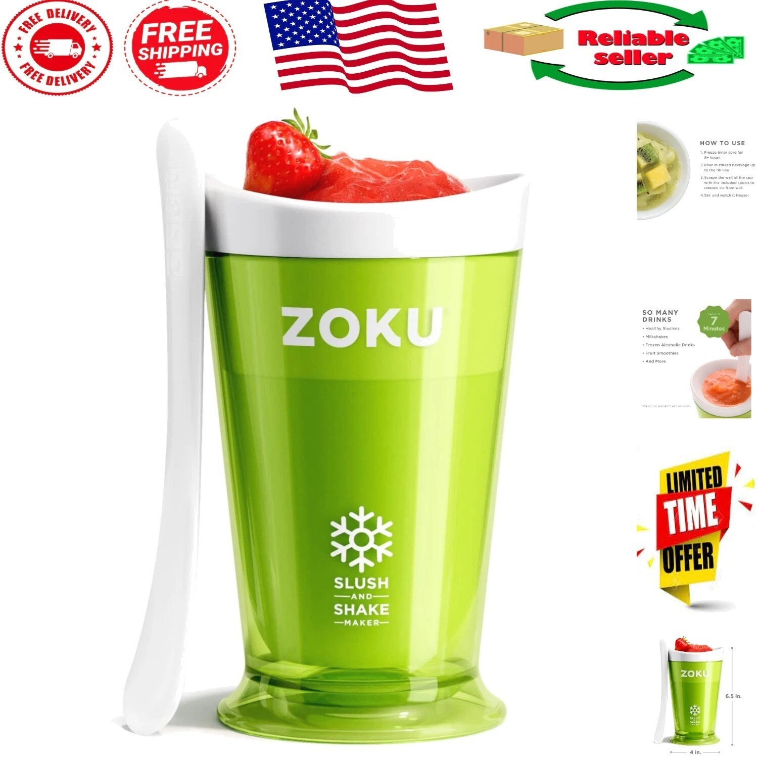 Slush & Shake Maker: Quick, Compact 8oz Smoothie Creator – BPA-Free