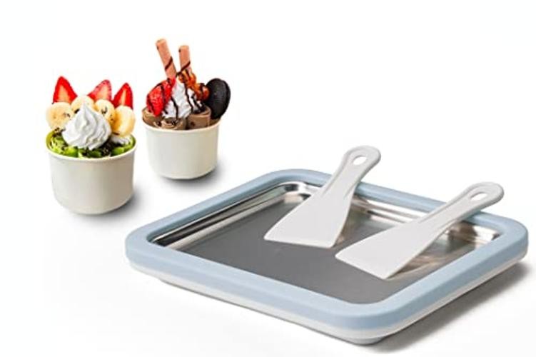 JoyMech Ice Cream Roll Maker Rolled Ice Cream Machine, Sweet Spot Pan, Sky Blue
