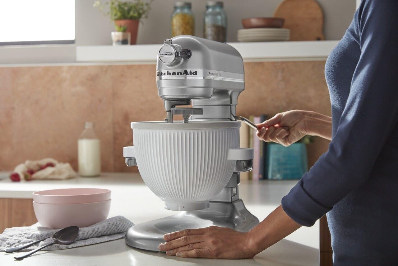Ice Cream Maker Attachment for Stand Mixer, 2 Quart, KSMICM, White
