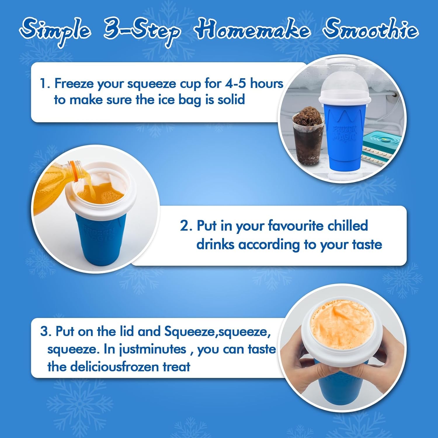 500ML Slushie Maker Cup- DIY Magic Slushy Maker Squeeze Cups, Portable Smoothie