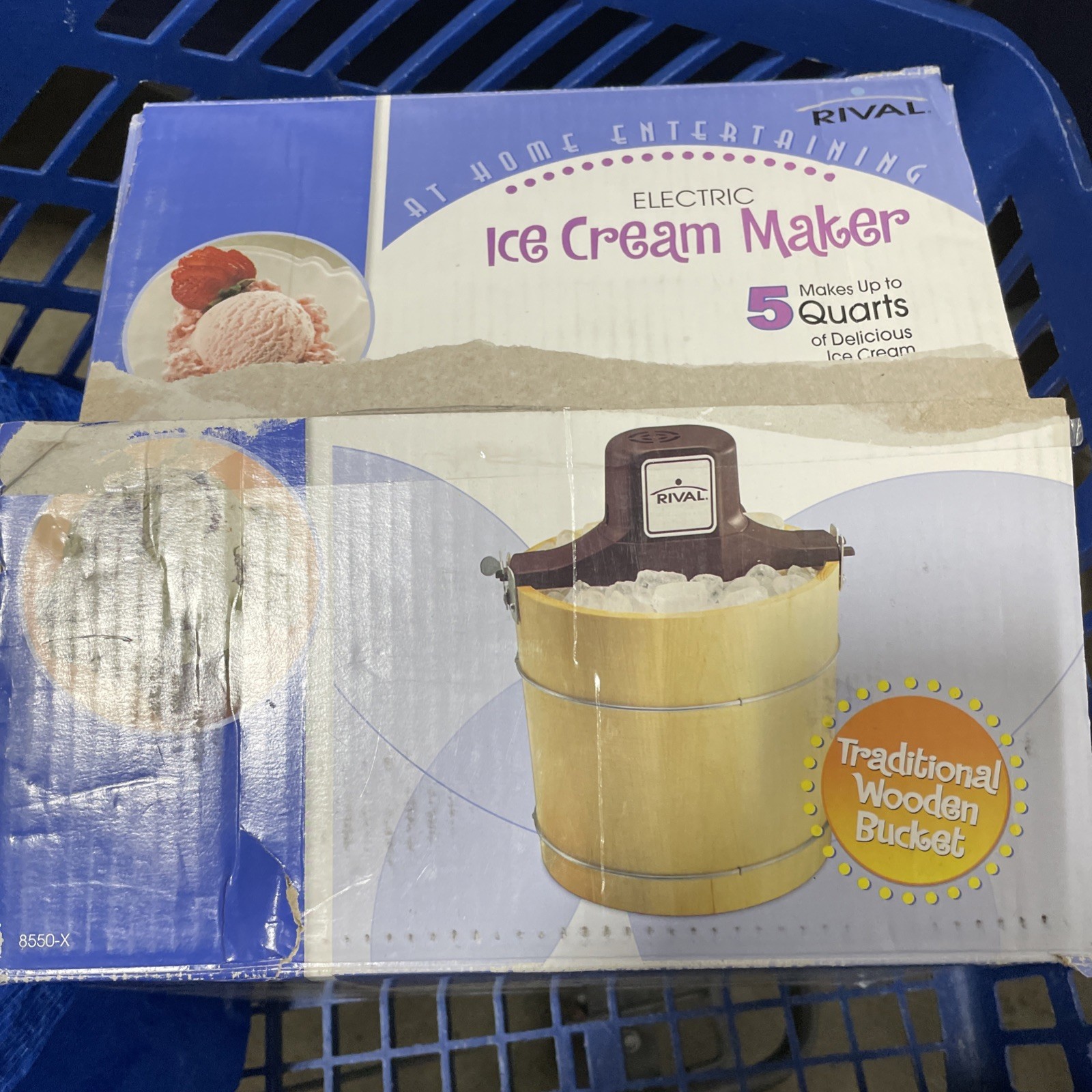 Rival Ice Cream Maker Select 8550 X 5 QT 40 Servings Machine Wood Bucket