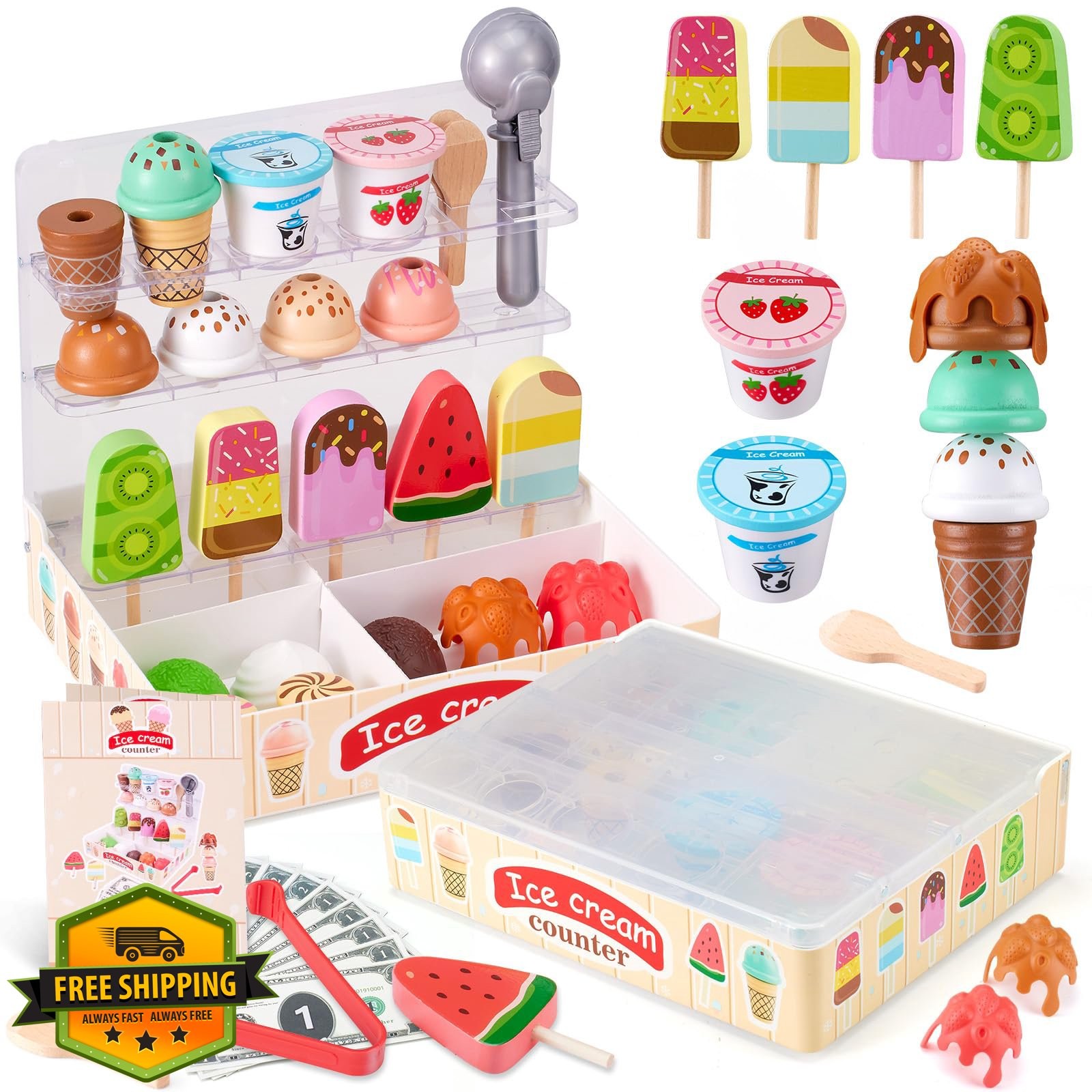 Ehome 2-in-1 Ice Cream Toy Beige