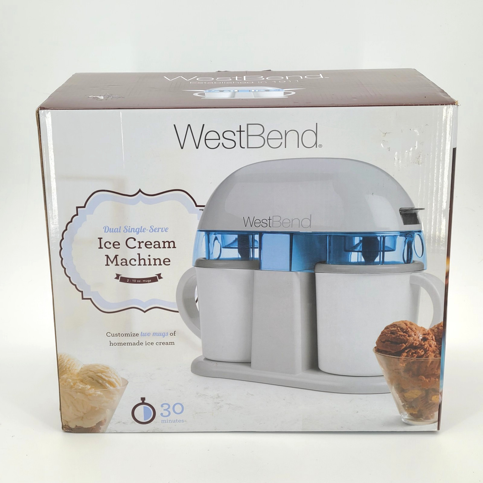 West Bend Dual Single-Serve Ice Cream Machine ~ Ready In 30 Minutes ~ NEW IN BOX