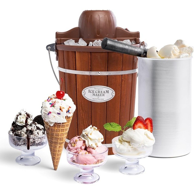 Homemade Ice Cream Machine Quick Frozen Yogurt Gelato Maker Easy W/ Handle 6 Qt