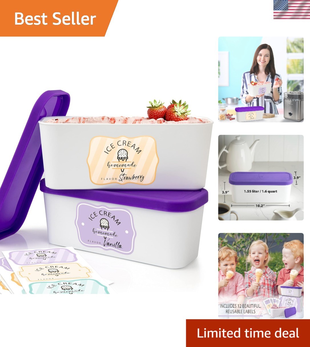 BPA-Free Stackable Ice Cream Containers – Perfect for Sorbet & Frozen Treats
