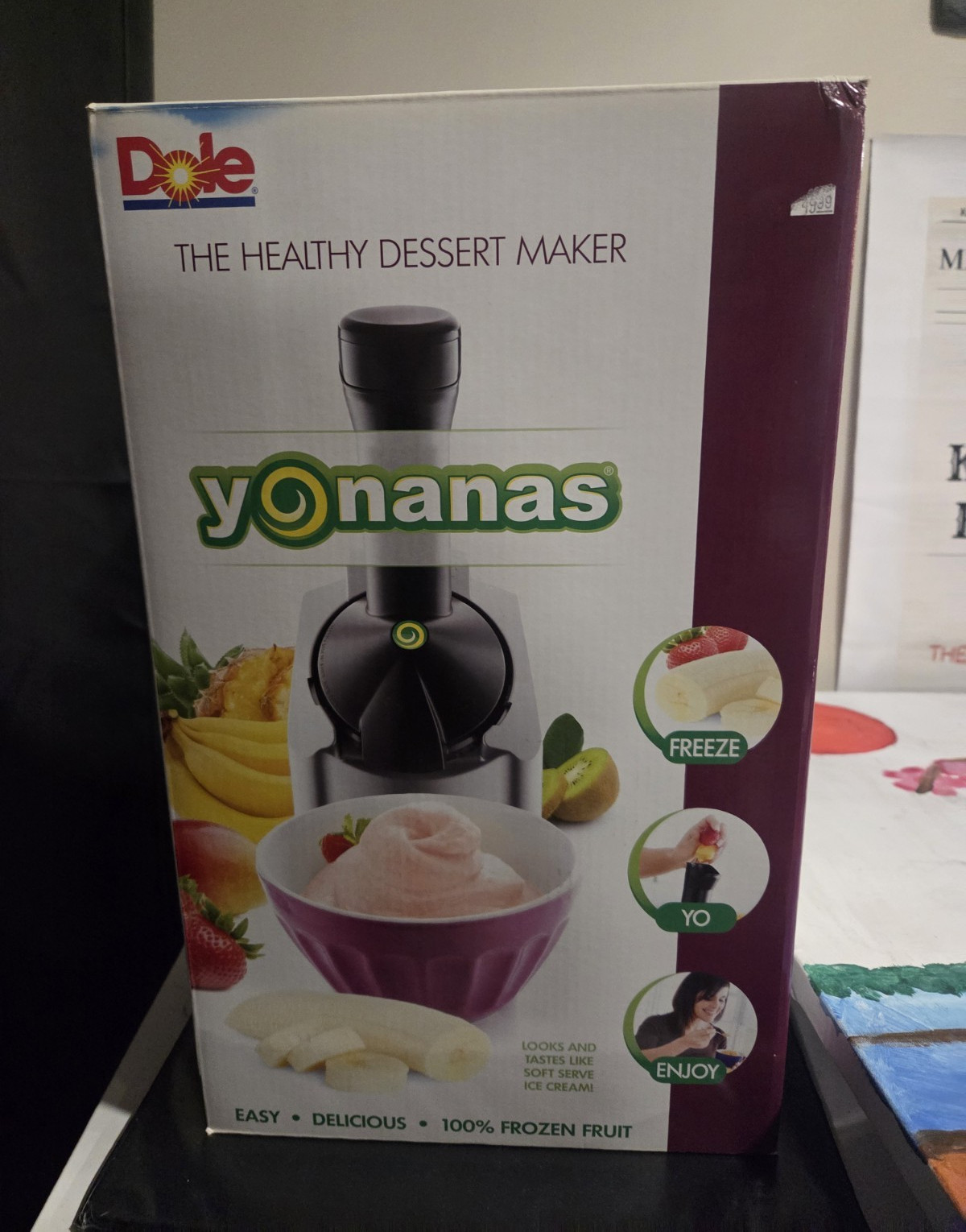 Dole Yonanas Frozen Yogurt Maker, Black/Silver, Easy Clean, Manual & Recipes