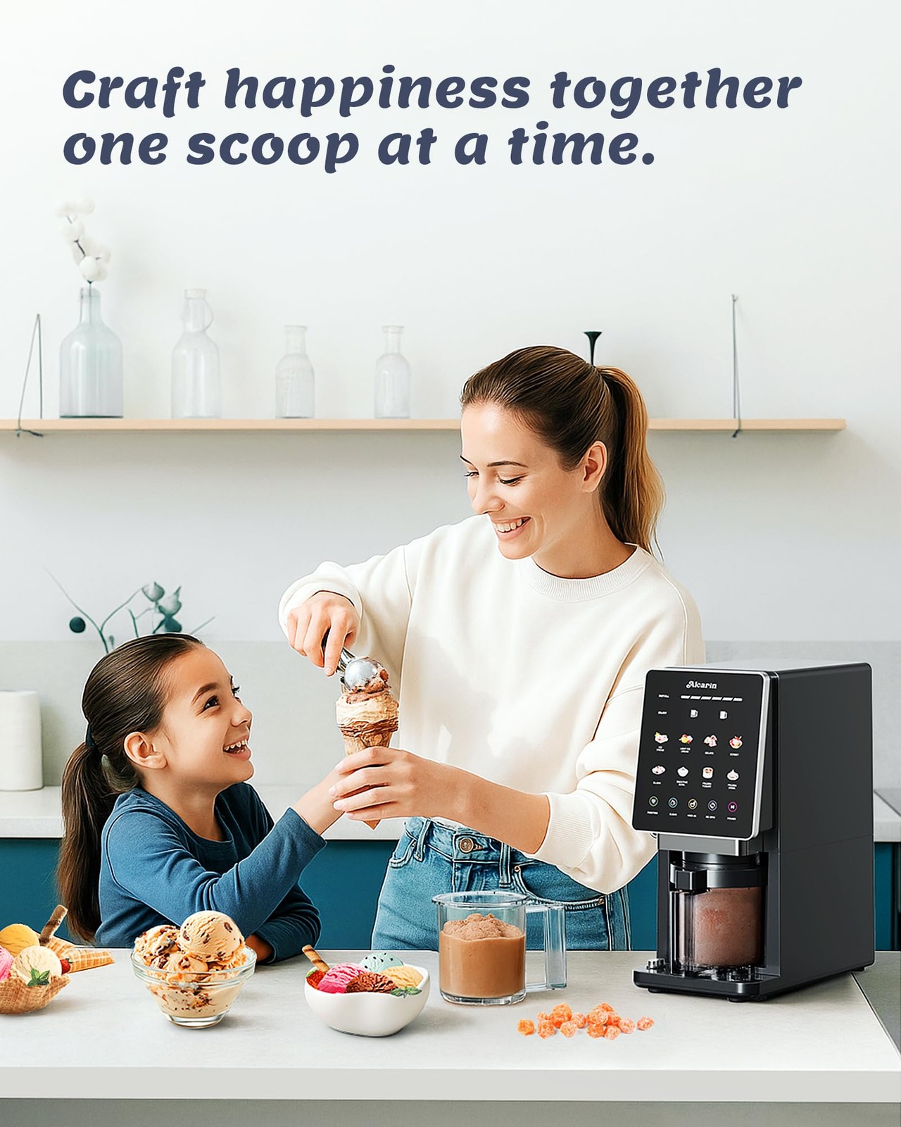 Ice Cream Maker with 3 Pints(Not Freezer) Homemade Slushie Gelato Yogurt Sorb…