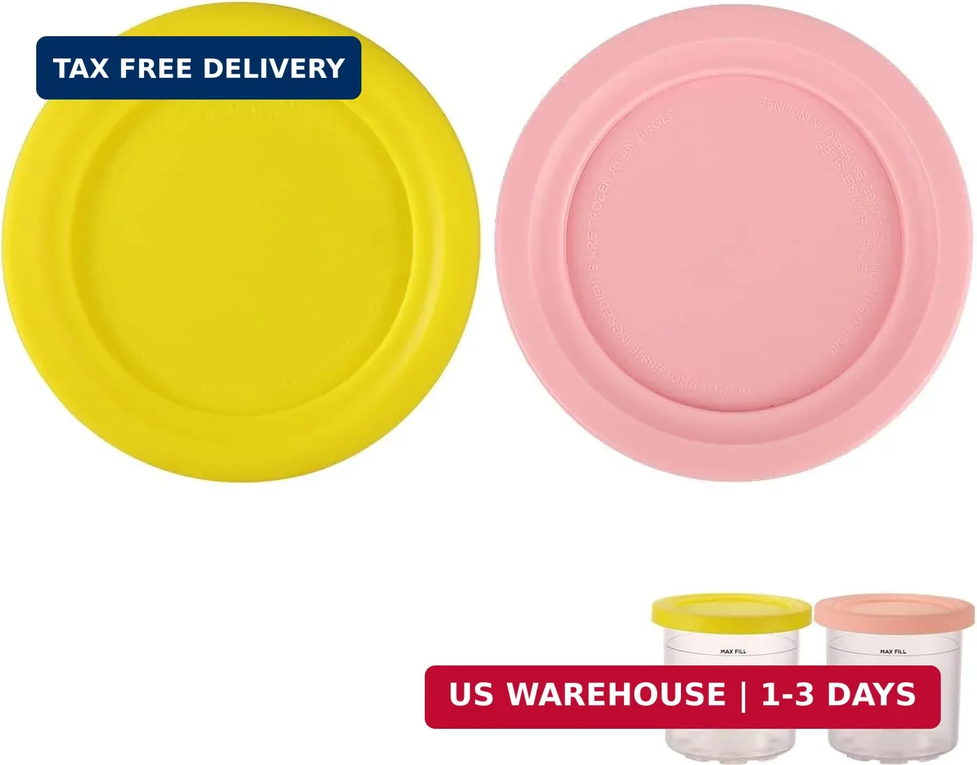2pcs Ice Cream Container Lid, Round Silicone Covers Replacement for Ninja Creami
