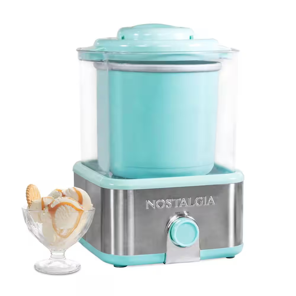 2 Qt Electric Homemade Ice Cream Maker Stainless Steel Frozen Yogurt Gelato Aqua
