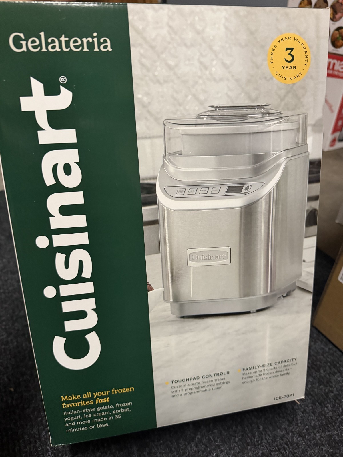Cuisinart ICE-70 2-Qt Frozen Yogurt Ice Cream Gelato & Sorbet Maker NEW