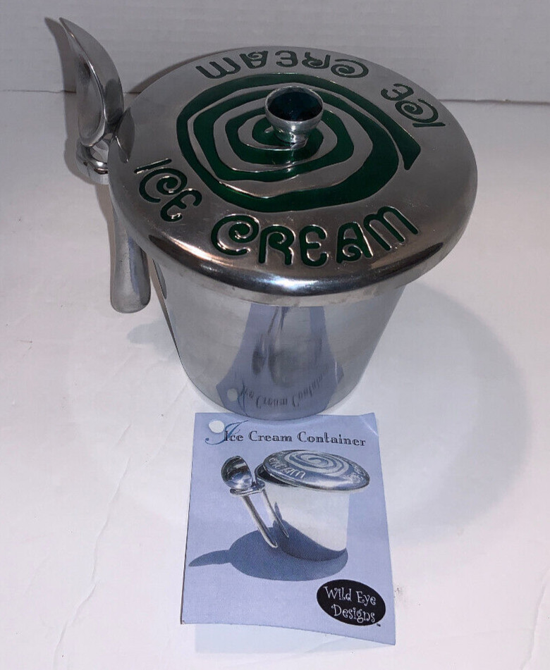 Wild Eye Designs Aluminum 1 Pint Ice Cream Server Container with Spoon EXCELLENT