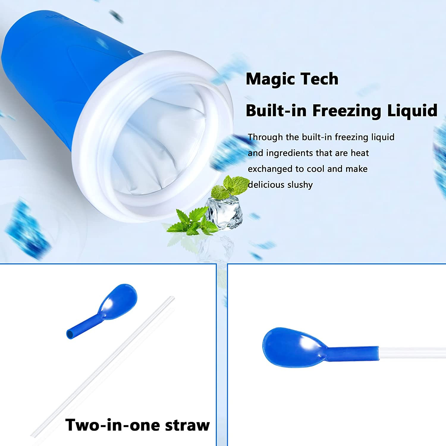 Slushy Cup, TIK TOK Slushie Maker Cup Frozen Magic Squeeze Cup, Ice Cream Maker