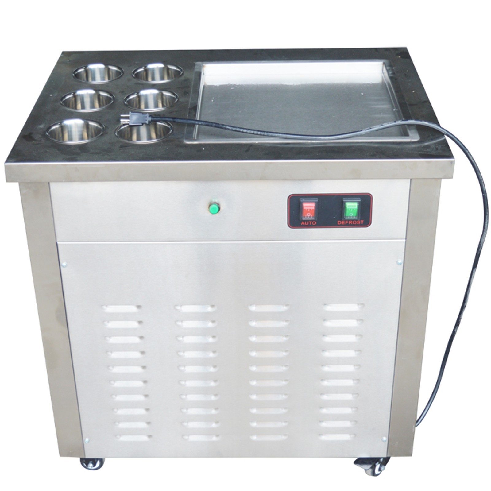 110V Fried Ice Cream Machine Frozen Yogurt Roll Maker Rolled Ice Cream Maker