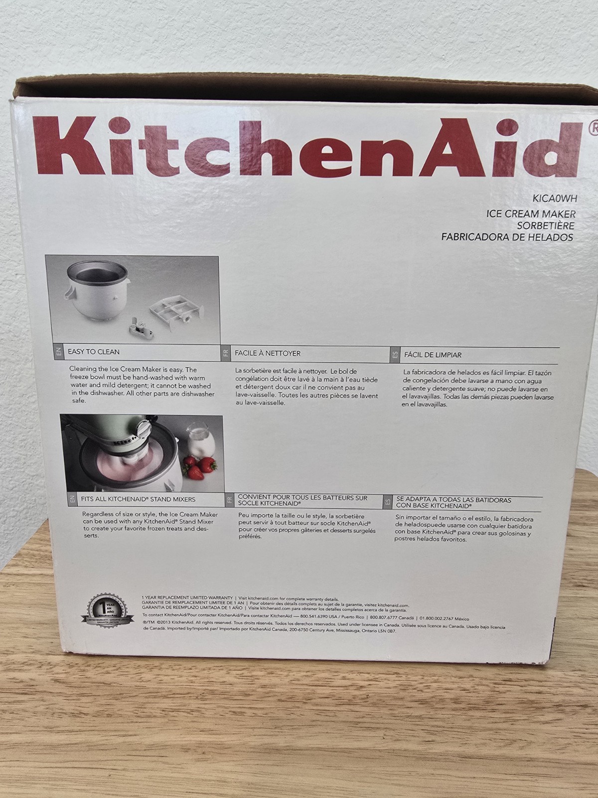 KitchenAid Ice Cream Maker Attachment Mixer Freeze Bowl KICA0WH