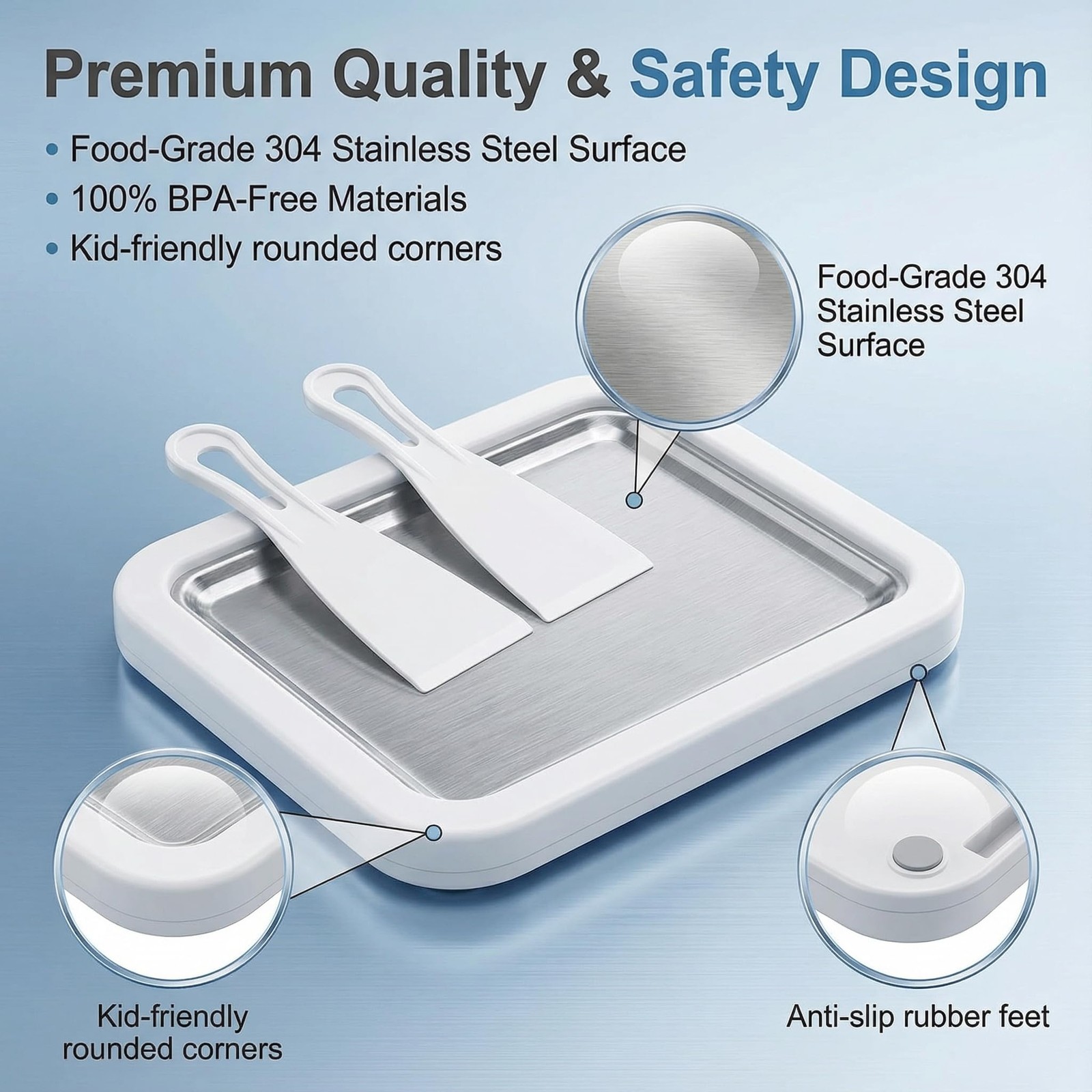 At-Home Rolled Ice Cream Maker Kit, Instant Freeze Plate with 2 Scrapers, DIY…