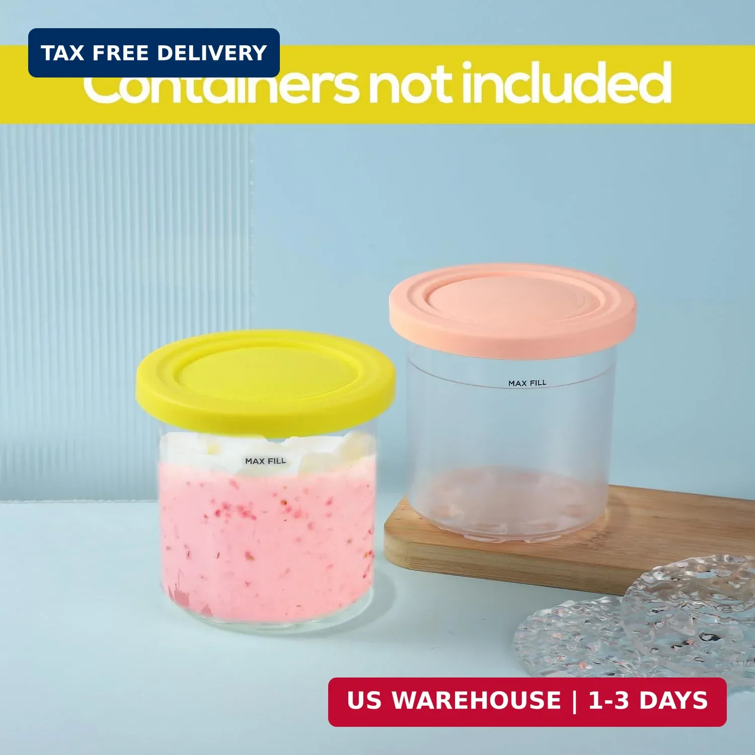 2pcs Ice Cream Container Lid, Round Silicone Covers Replacement for Ninja Creami