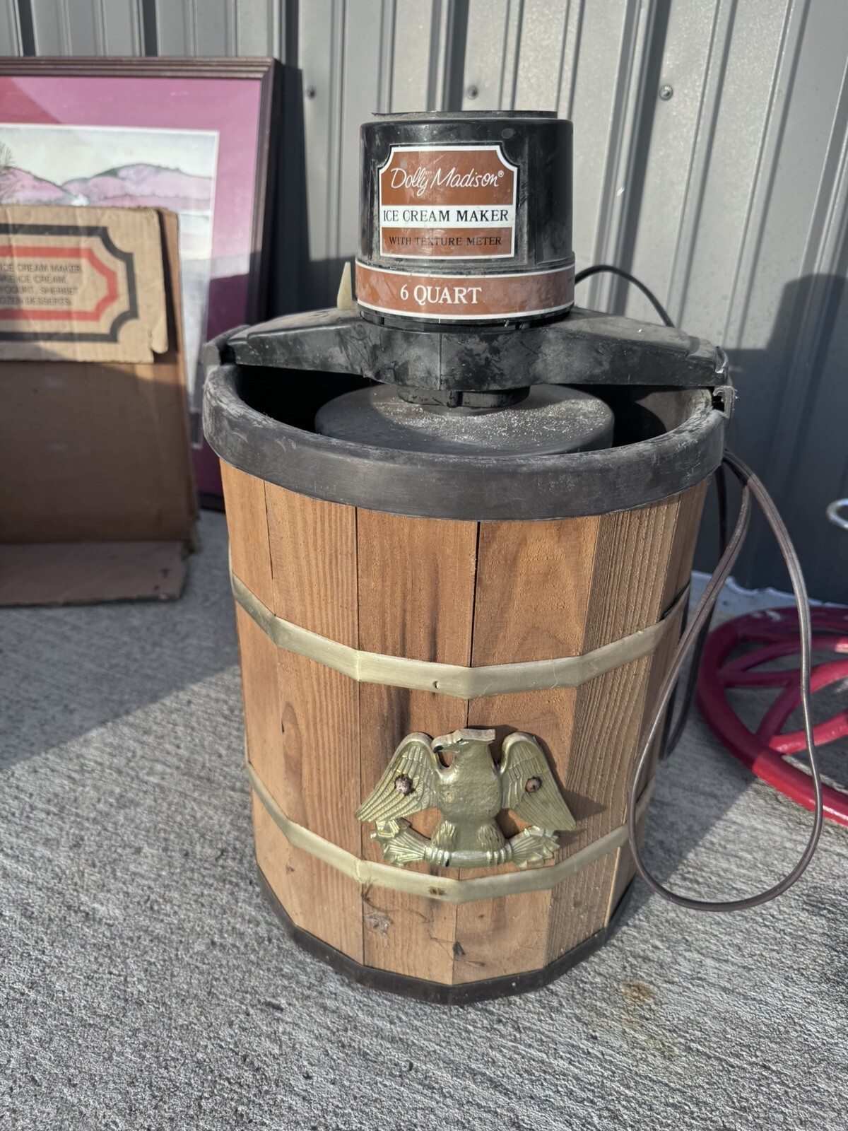 VTG 8485 Dolly Madison Electric Ice Cream Freezer Maker 6Qt Wood Eagle Bucket VG