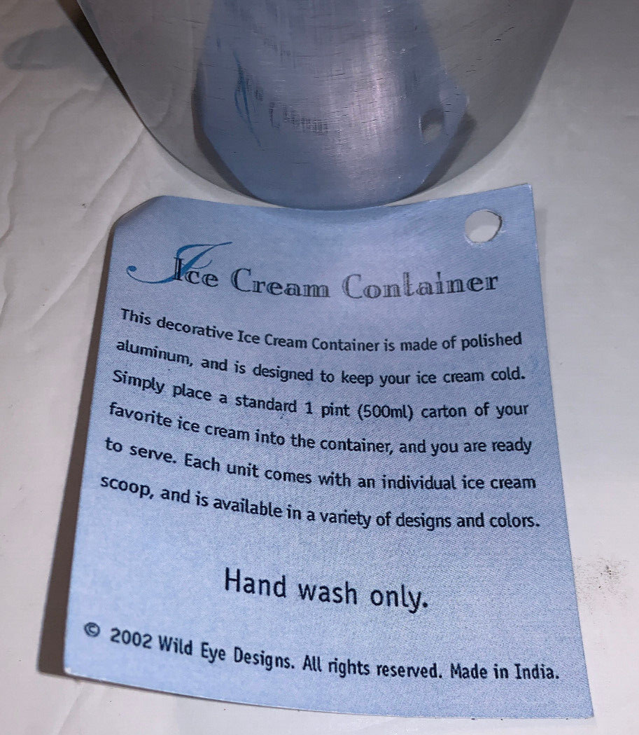 Wild Eye Designs Aluminum 1 Pint Ice Cream Server Container with Spoon EXCELLENT