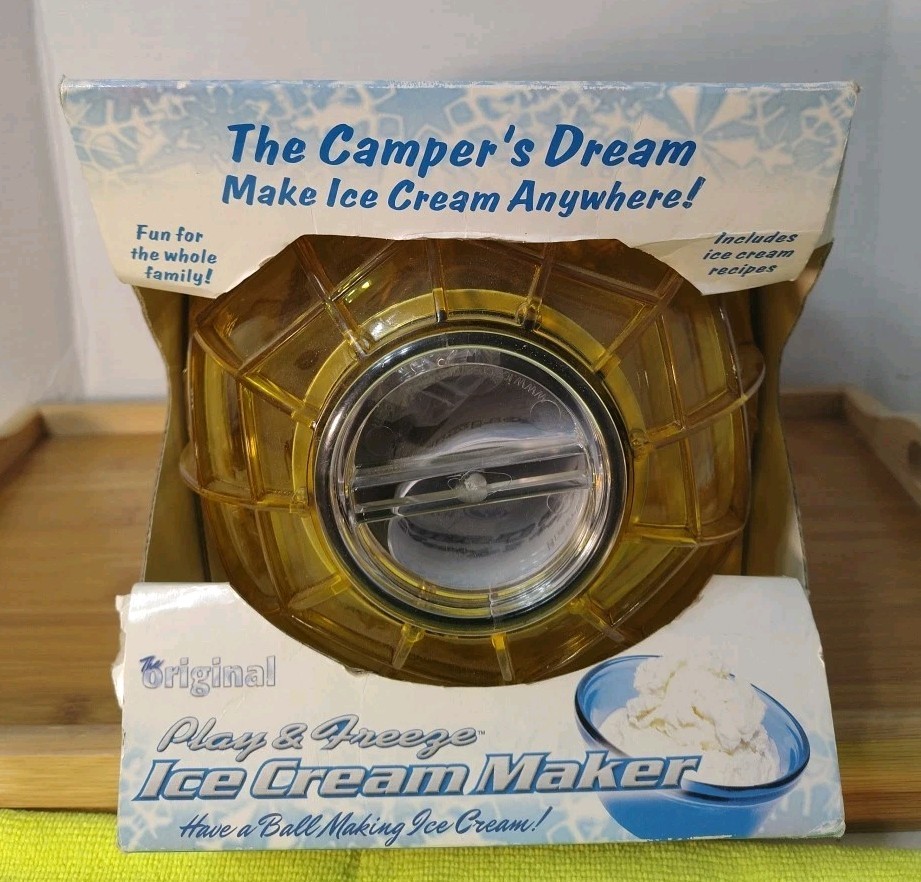 New Camper’s Dream ORIGINAL Play and Freeze ICE CREAM MAKER BALL, Pint. Yellow🍦
