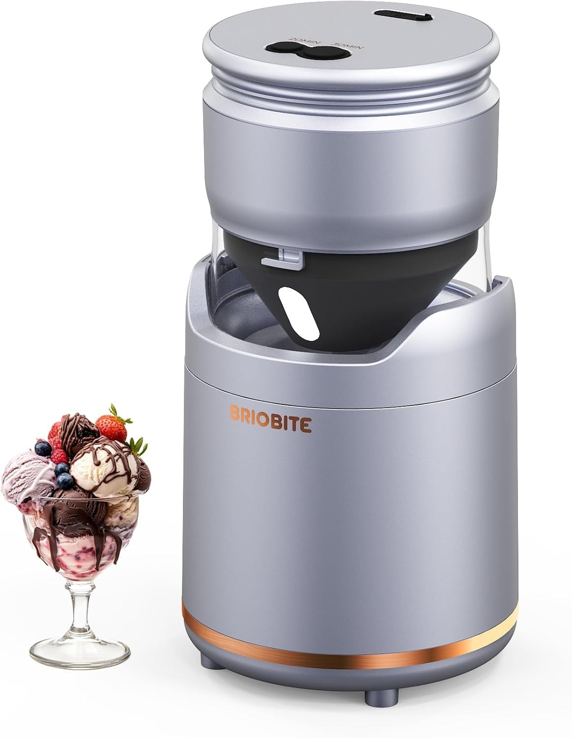 Ice Cream Maker,Rechargeable Soft Ice Cream Machine with Low Noise,Compact for 1