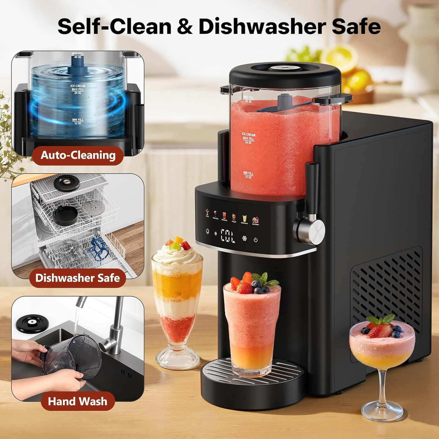 Slushie Machine, Ice Cream Maker, Slushy Machine for Home and Families, No Ice N