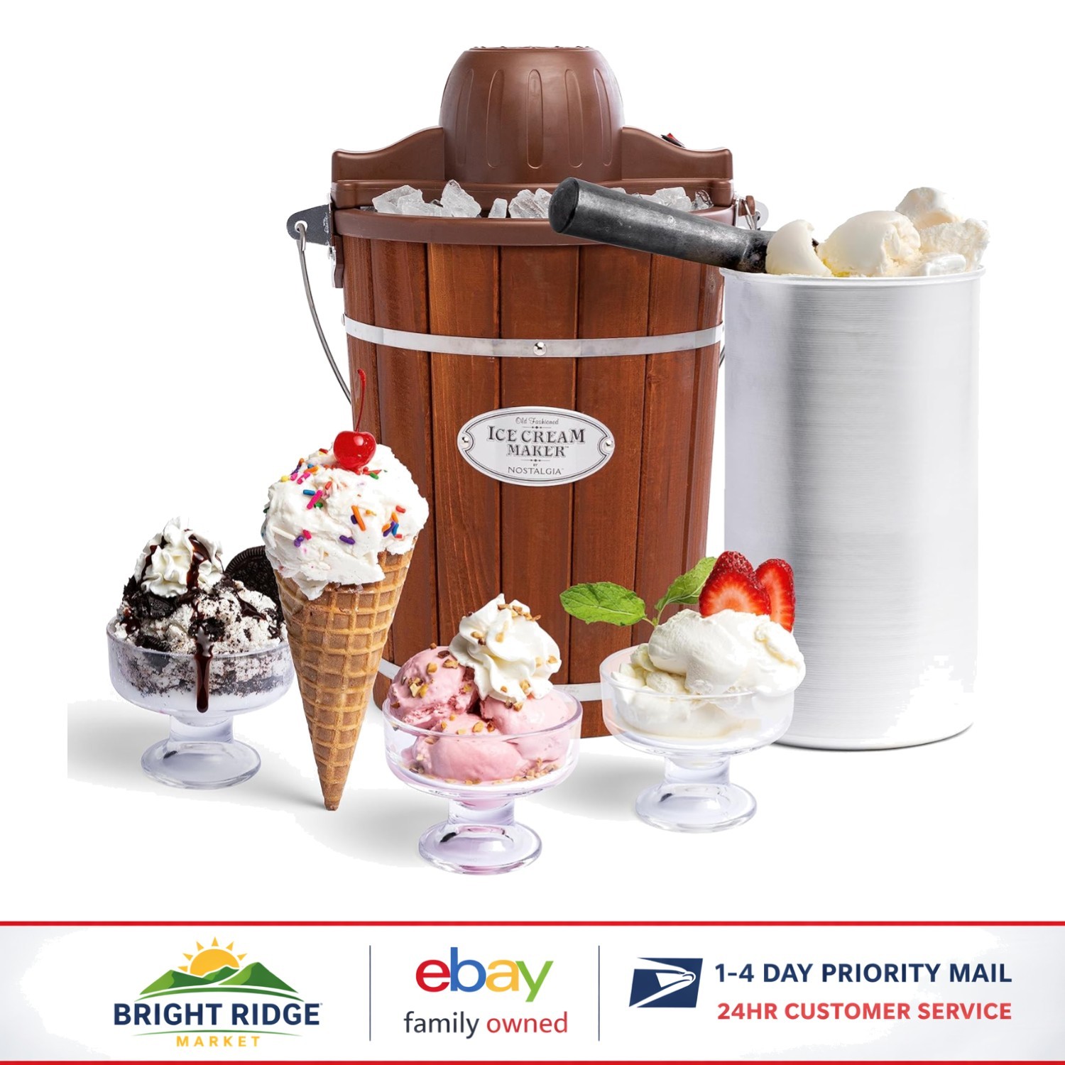 Electric Ice Cream Machine with 6 Quart Capacity for Delicious Homemade Flavors