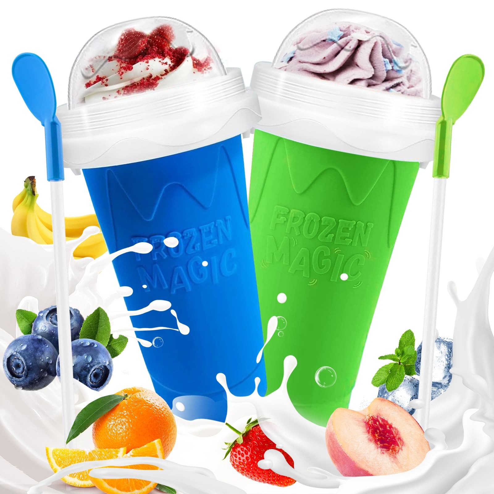 Slushie Cup, 2 Pack Slushy Maker Cup, DIY Squeeze Cups for Juice Milk Yogurt …