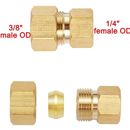 2PCS LF Brass 3/8″OD Male Compression to 1/4Inch 2pcs 3/8″Male ODX1/4″Female OD