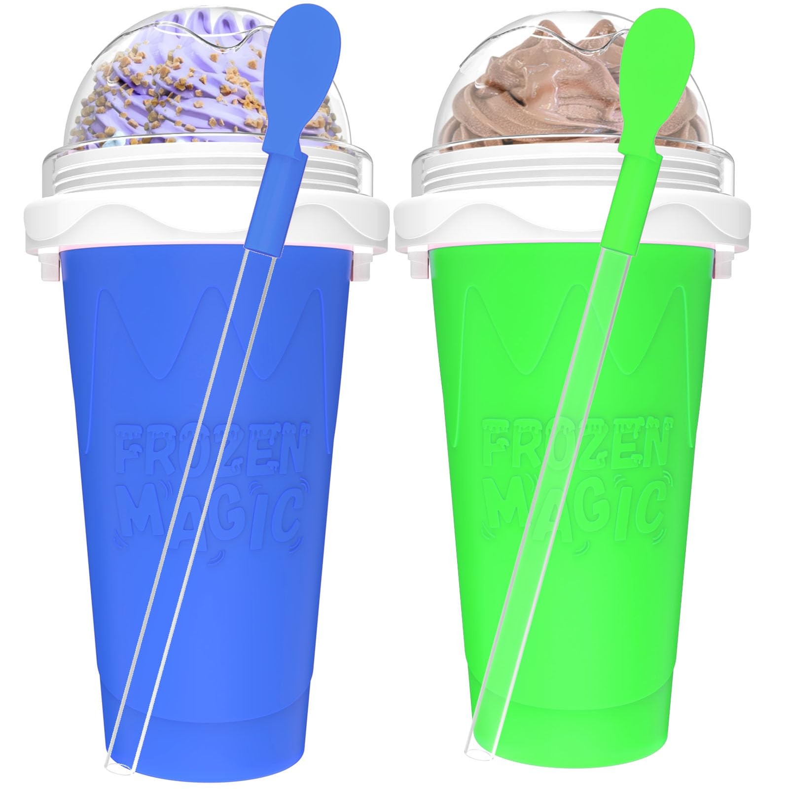 2PCS Slushie Maker Cup, Quick Frozen Magic Cups for Homemade Milk Shake Ice C…